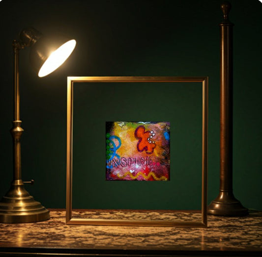 Tiny original colorful abstract painting on paper