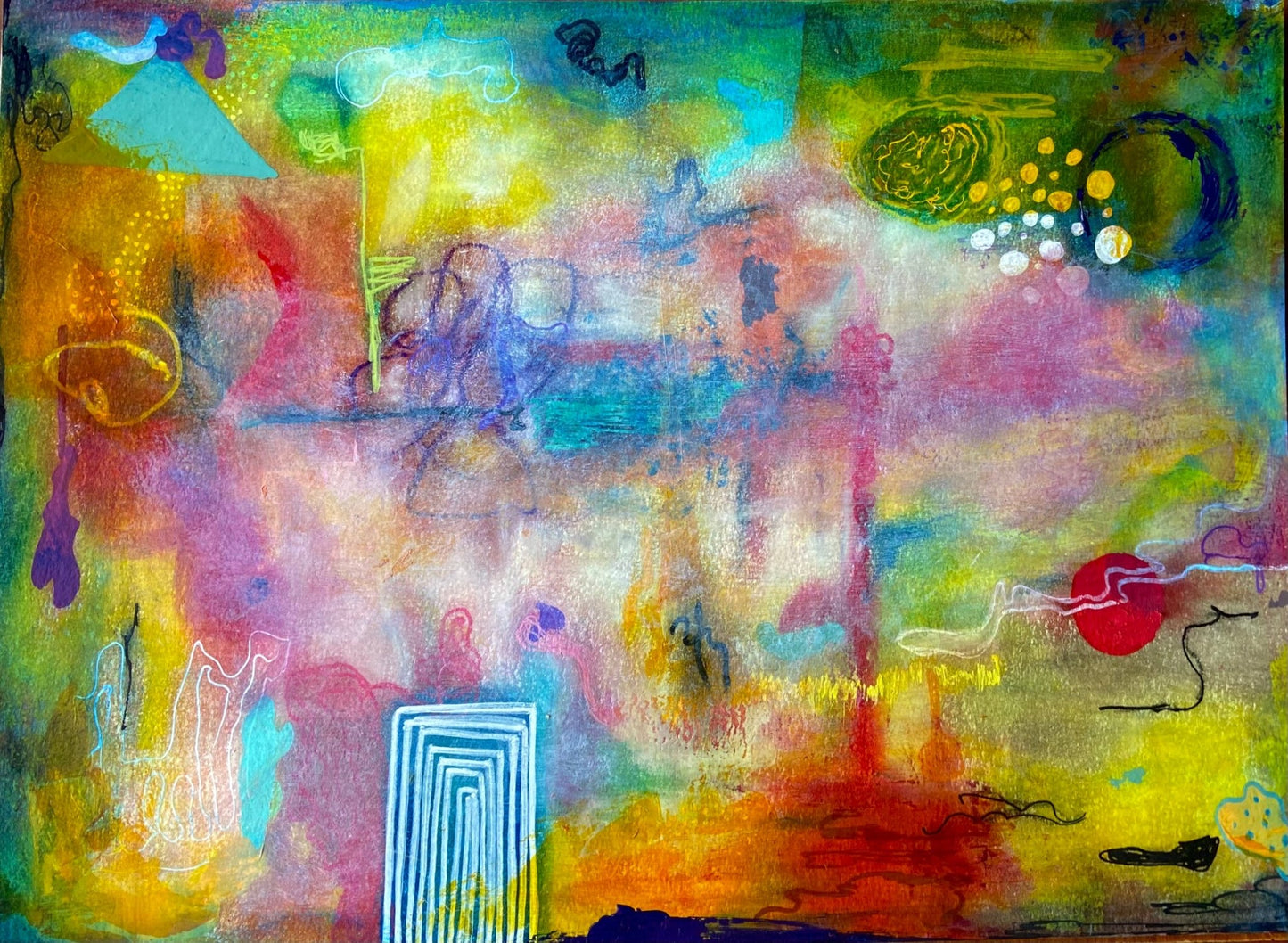 Colorful Abstract Painting on Paper