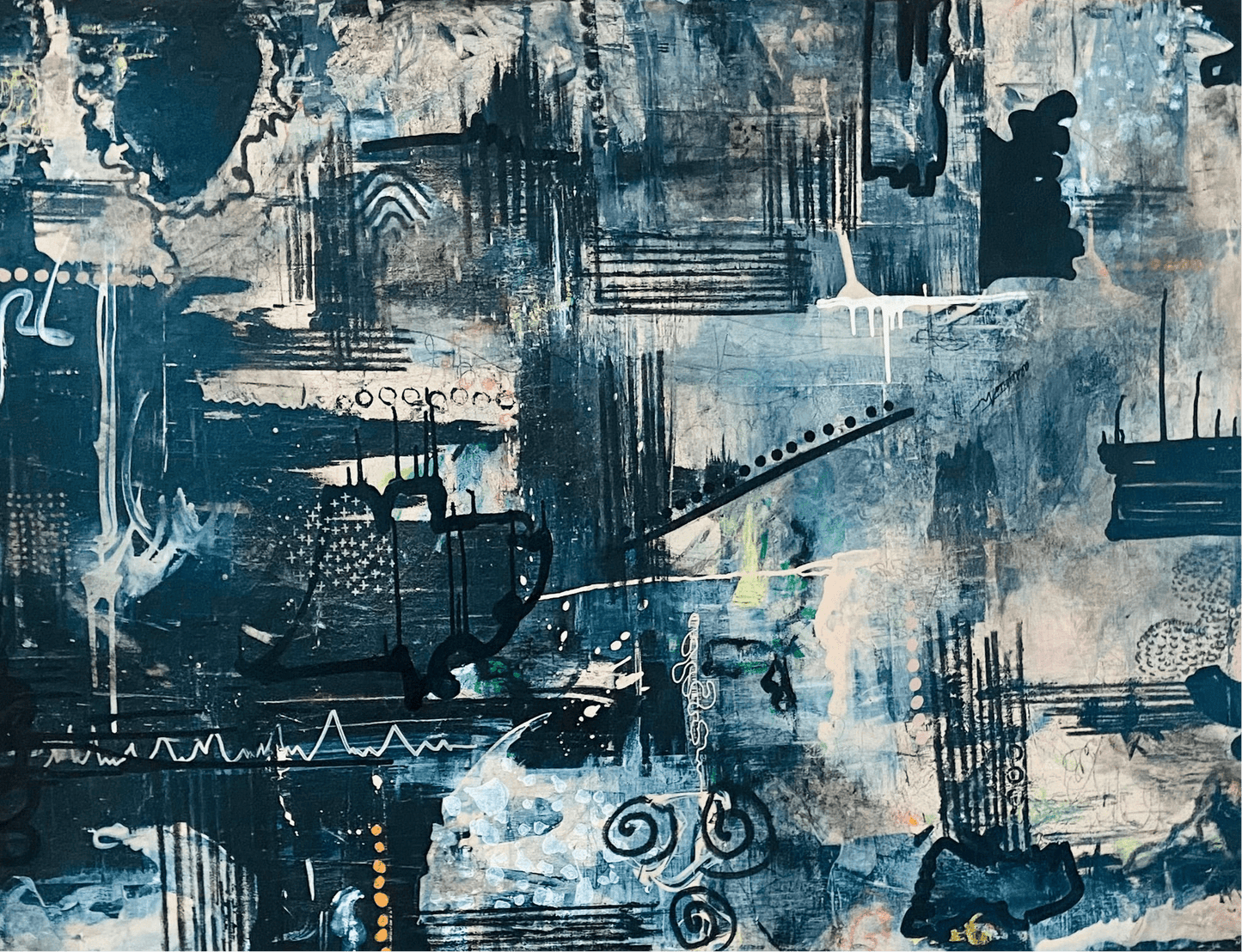 Large Visceral Abstract Canvas Painting - Funky Wolf