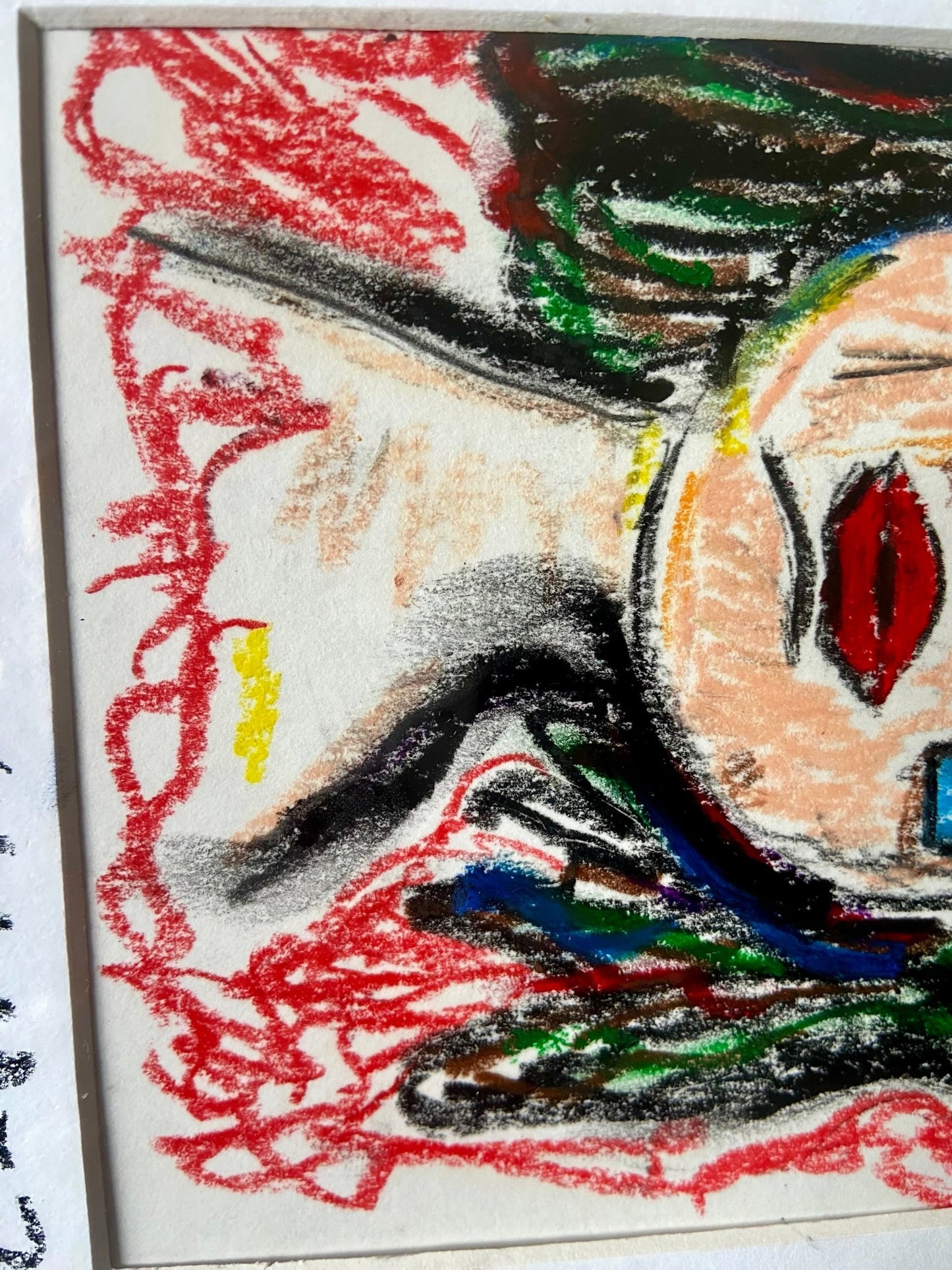 Oil pastel on paper - Funky Wolf