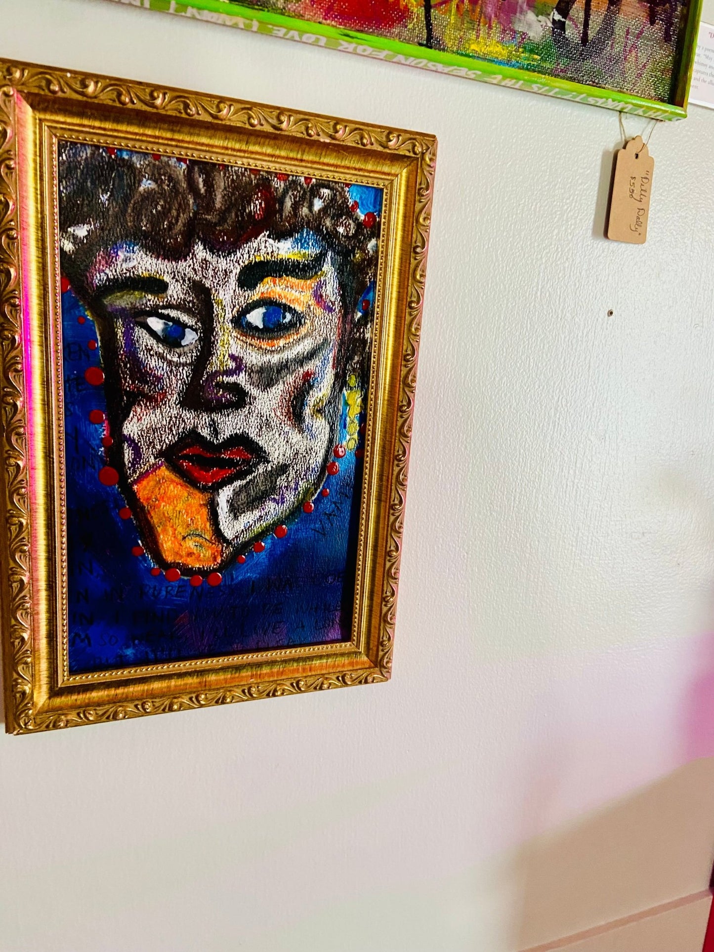 “Vampire” | Framed Mixed Media Abstract Portrait on Paper - Funky Wolf