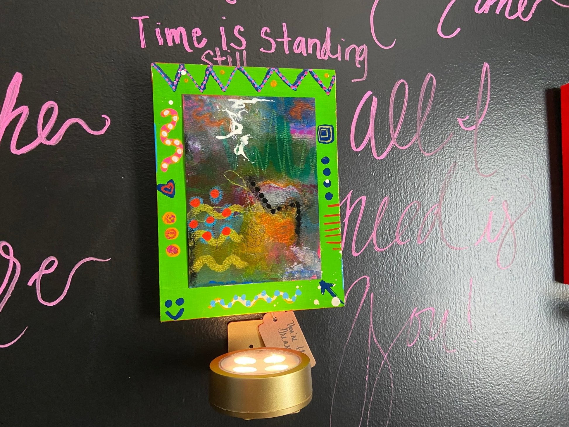 Abstract Expressionism Painting Mounted on Wood - Funky Wolf