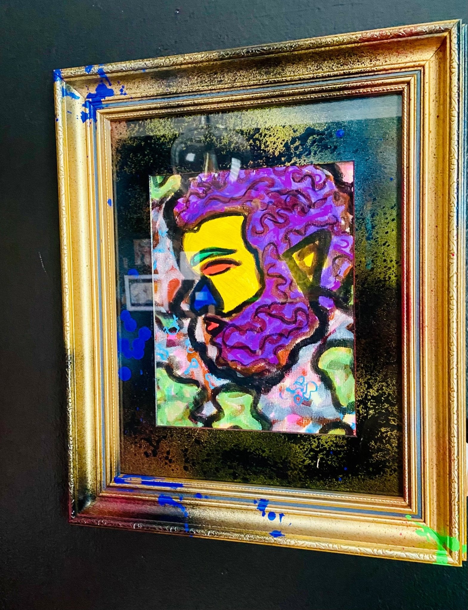 Colorful Abstract Painting of Man - Funky Wolf