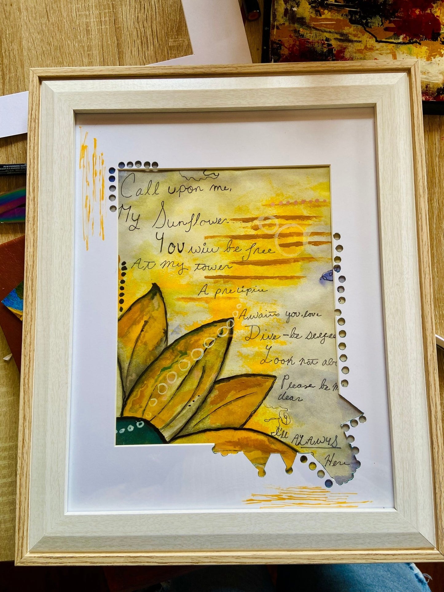 Flower Painting with Written Poem - Funky Wolf