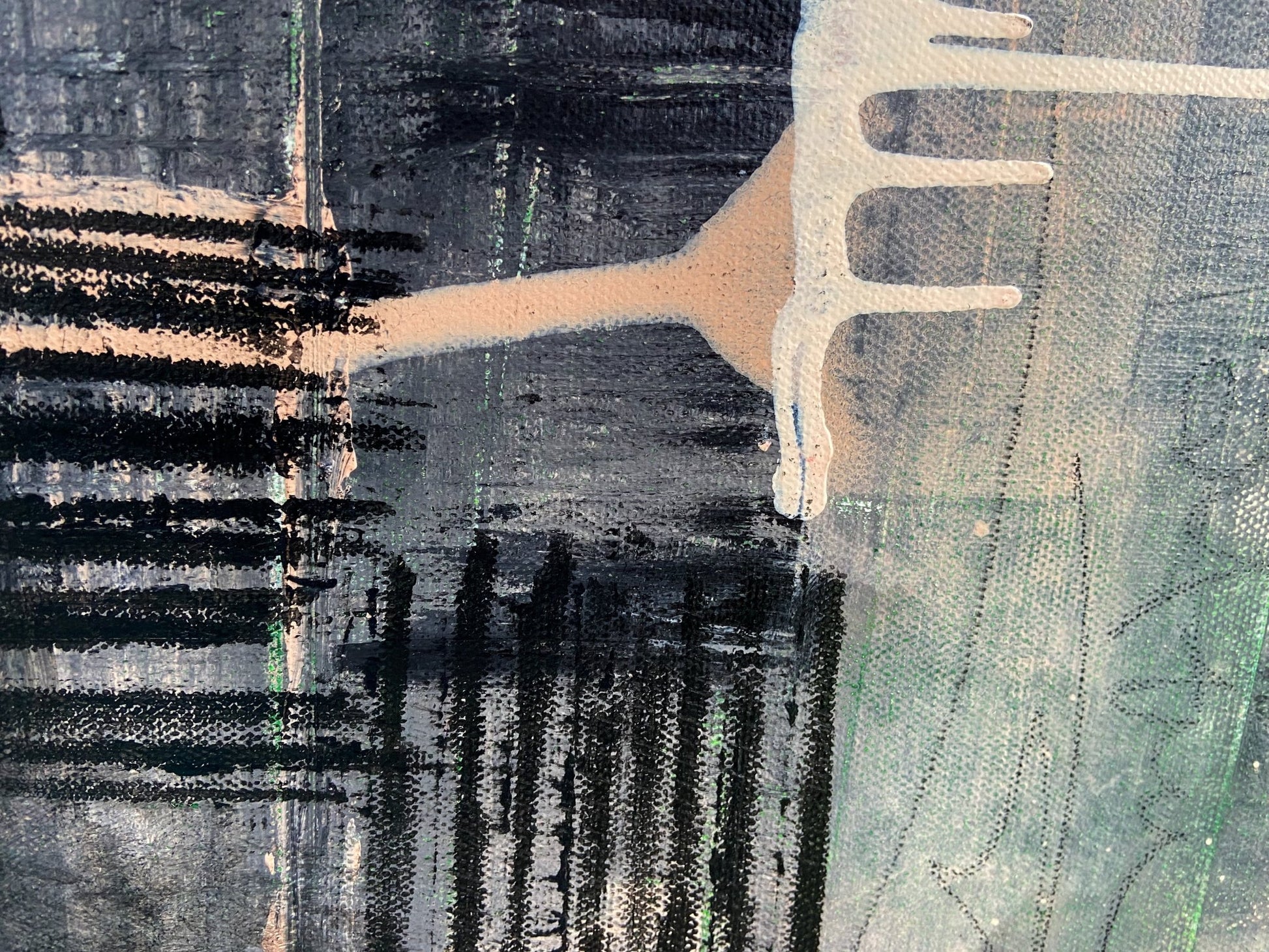 Large Visceral Abstract Canvas Painting - Funky Wolf