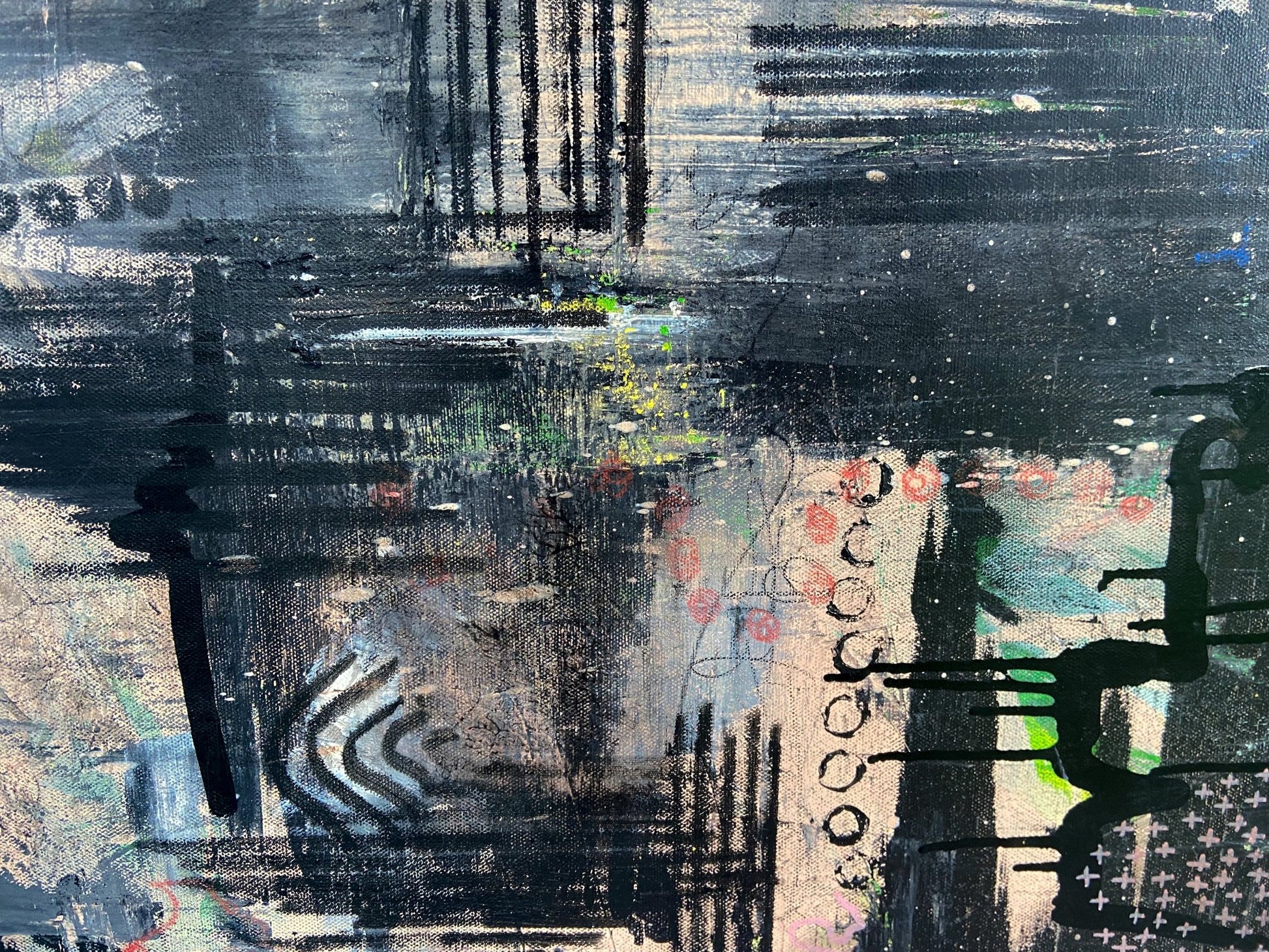 Large Visceral Abstract Canvas Painting - Funky Wolf