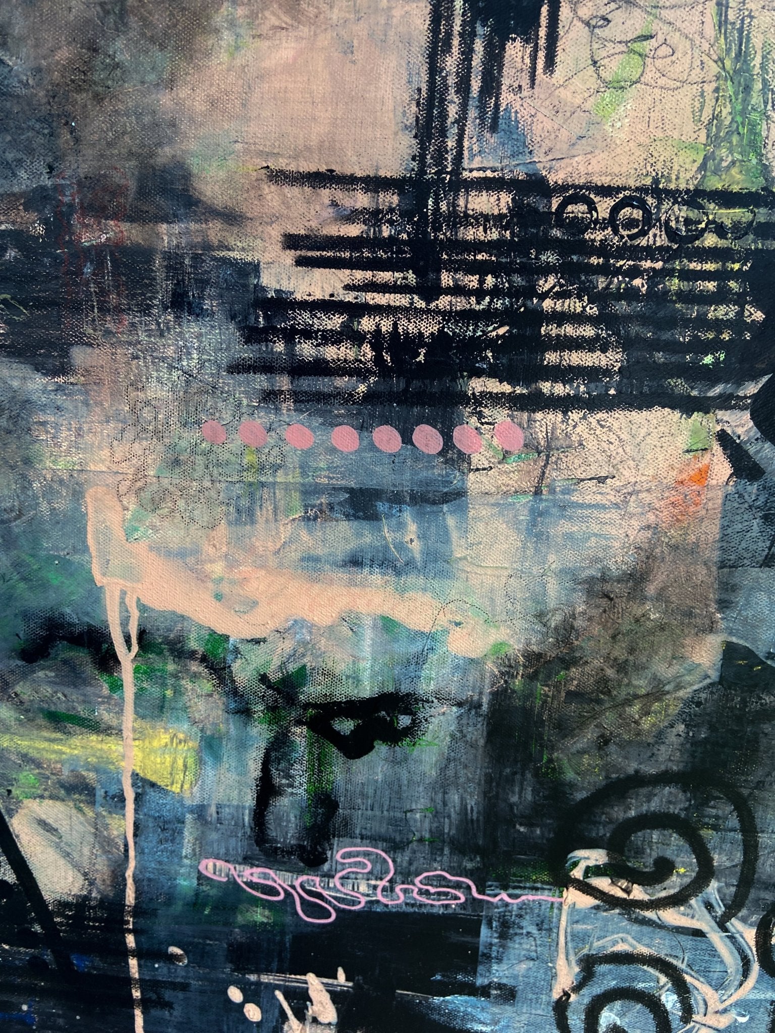 Large Visceral Abstract Canvas Painting - Funky Wolf