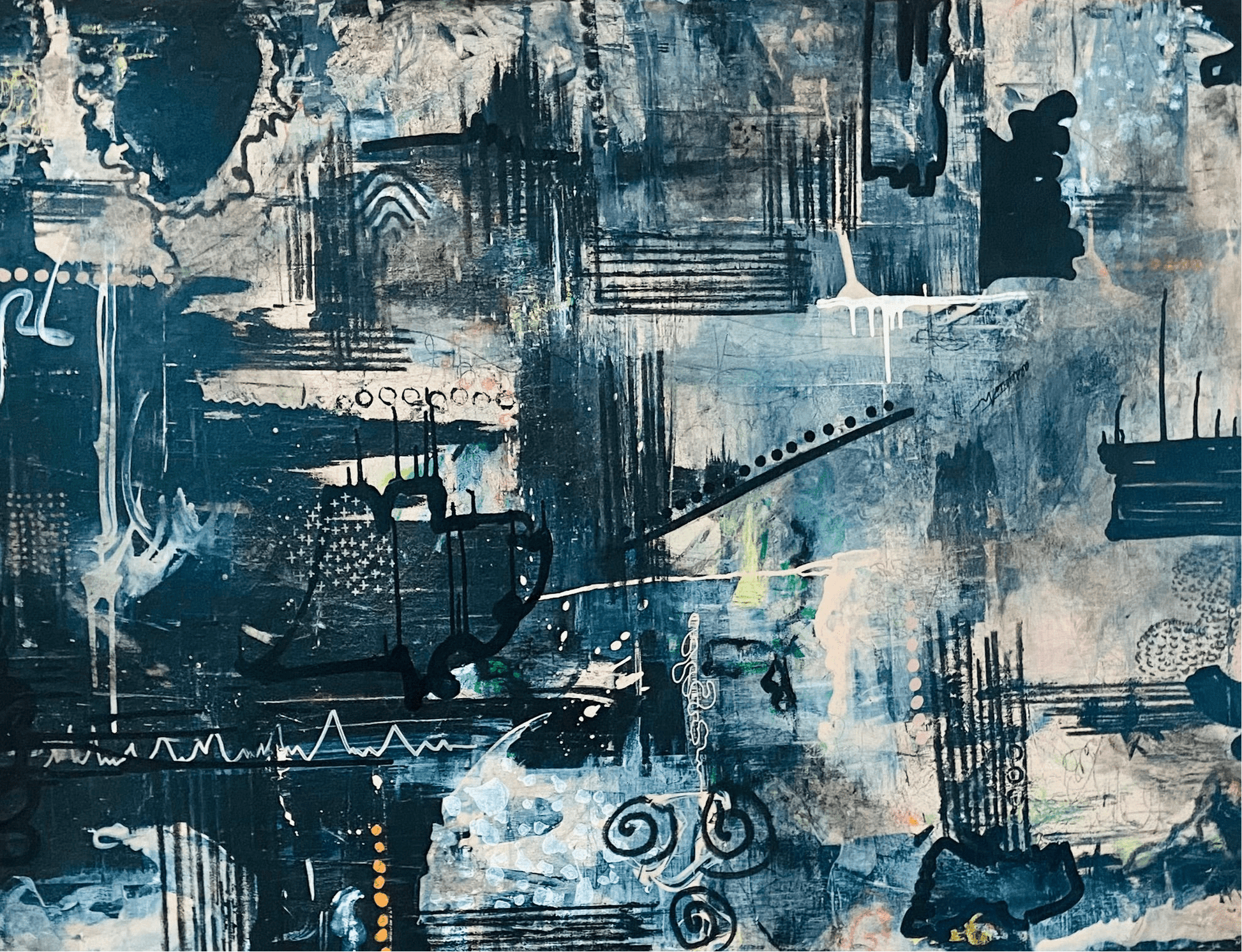 Large Visceral Abstract Canvas Painting - Funky Wolf