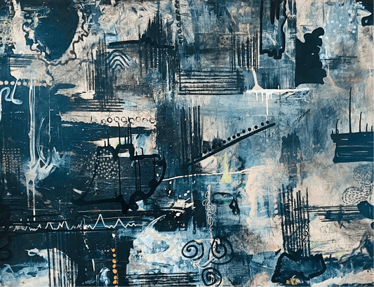 Large Visceral Abstract Canvas Painting - Funky Wolf