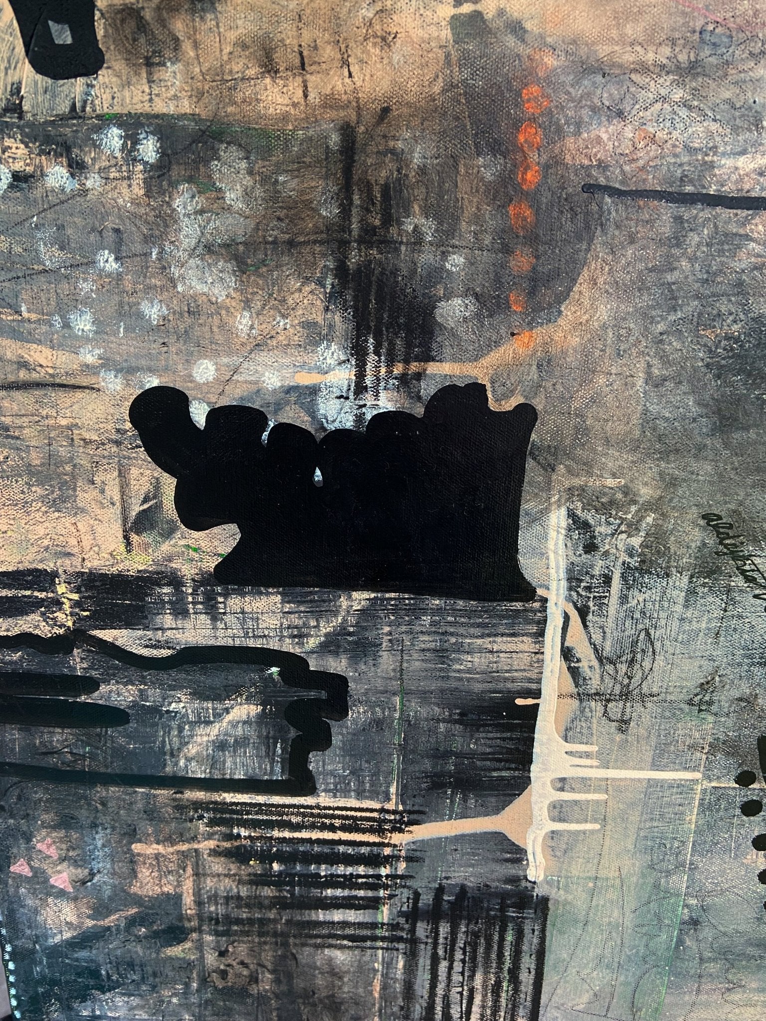 Large Visceral Abstract Canvas Painting - Funky Wolf