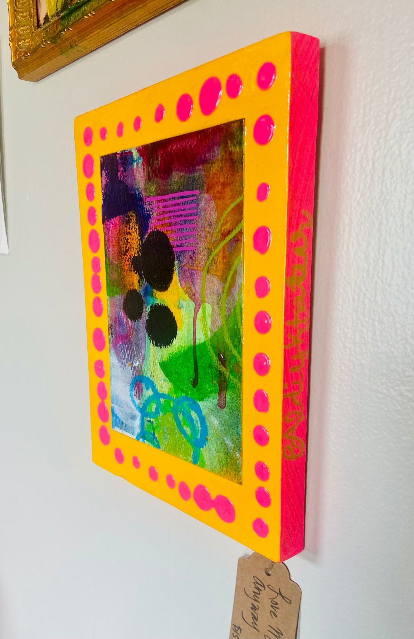 Mixed Media Painting on Paper - Funky Wolf