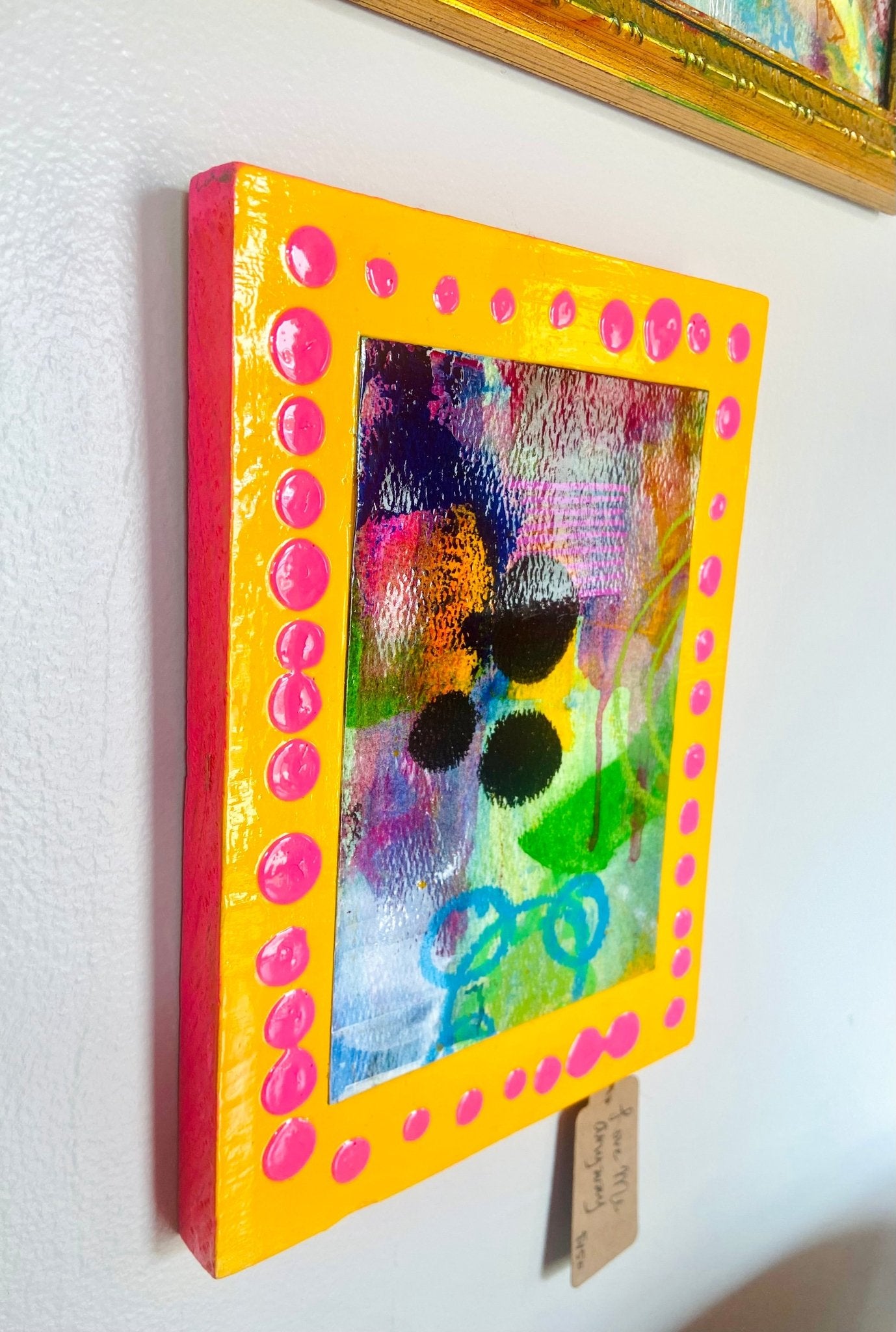 Mixed Media Painting on Paper - Funky Wolf