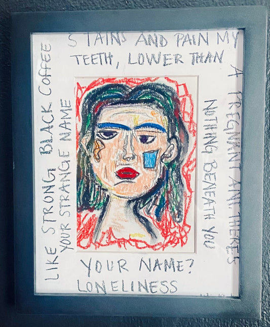 Oil pastel on paper - Funky Wolf