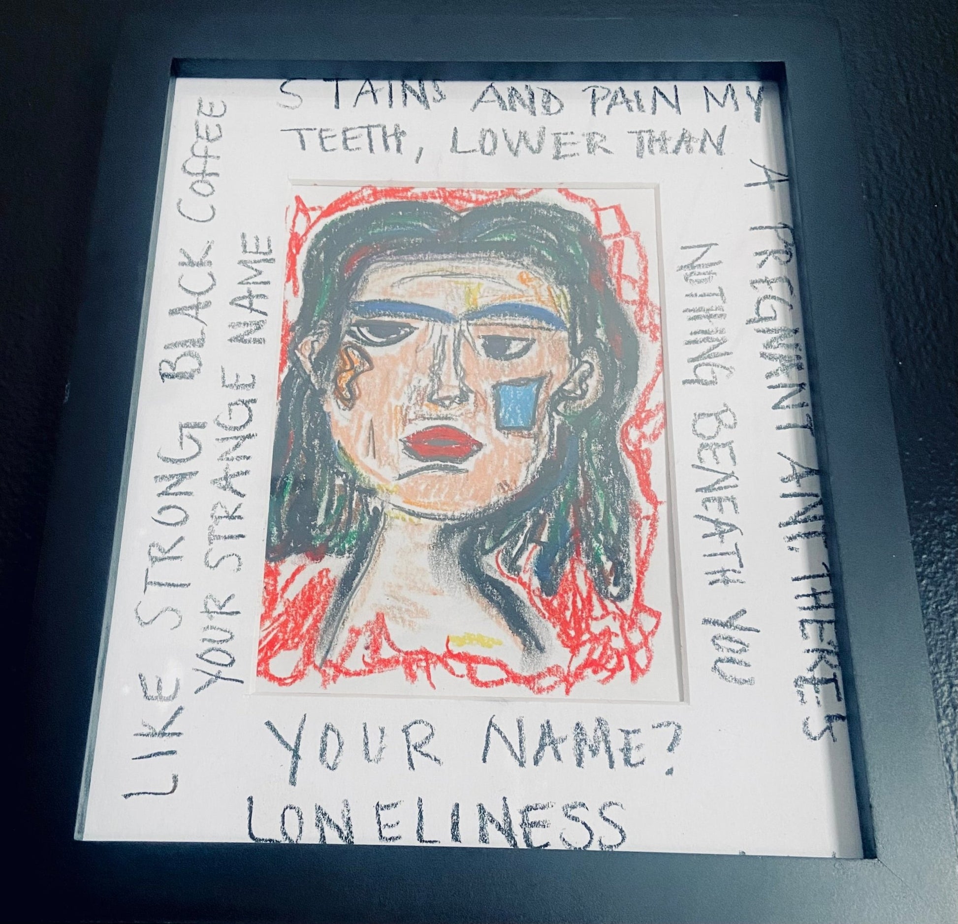 Oil pastel on paper - Funky Wolf