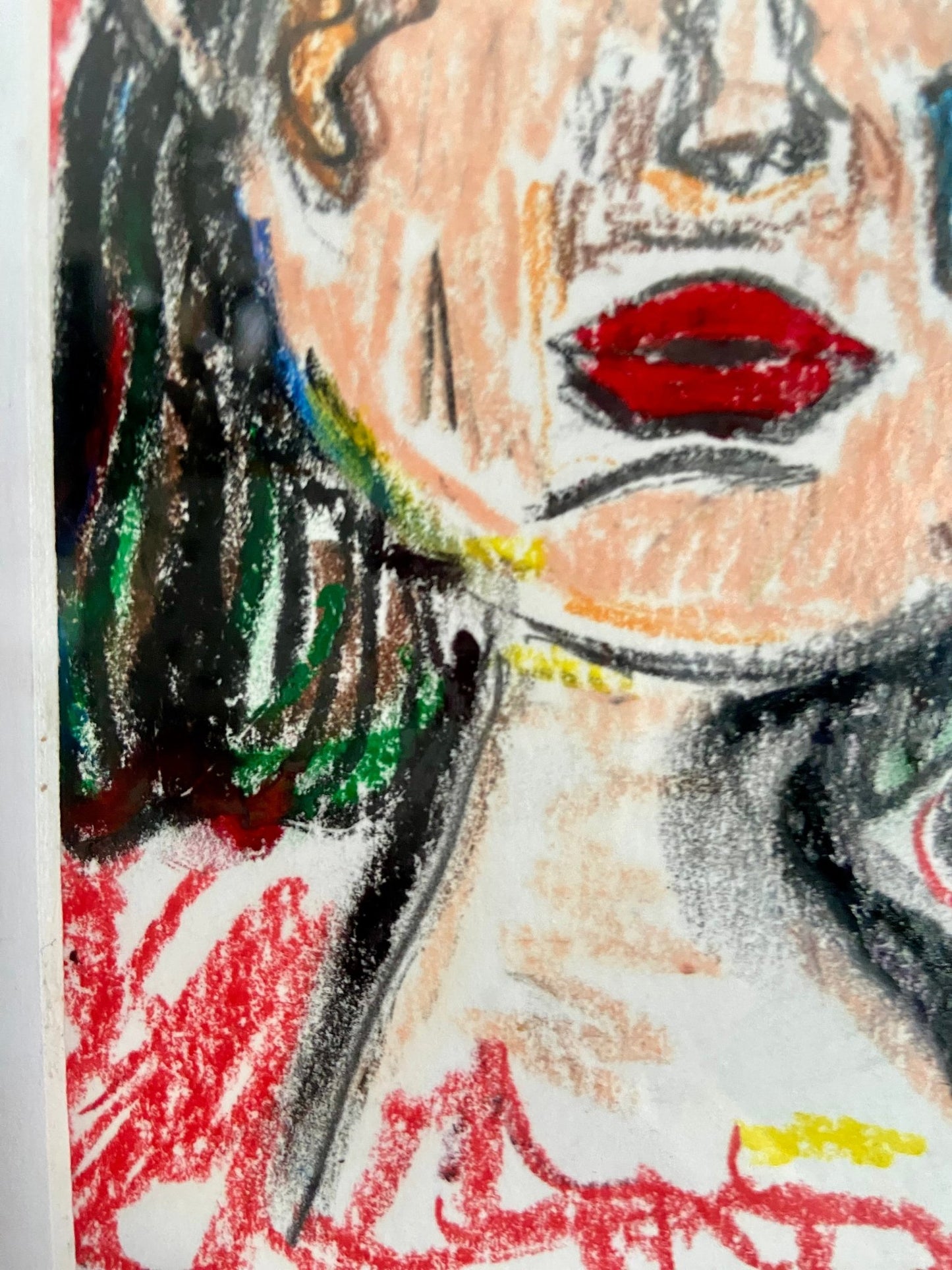 Oil pastel on paper - Funky Wolf