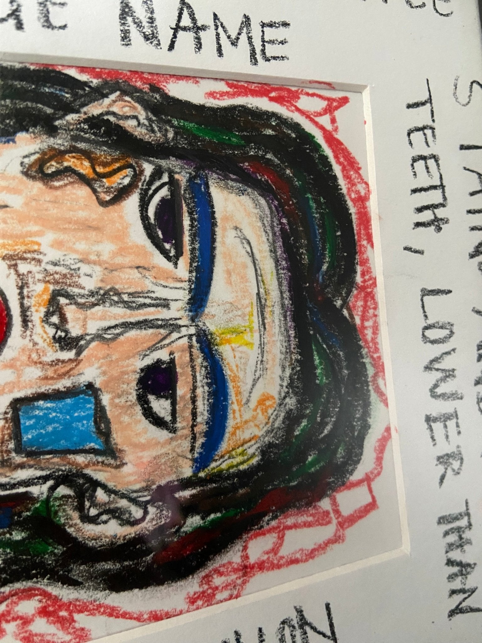 Oil pastel on paper - Funky Wolf