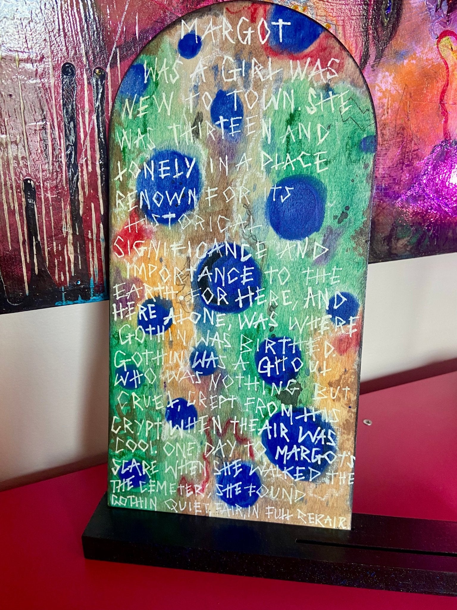 Poem Painted on Wooden Plaque Stand - Funky Wolf