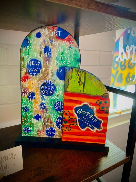 Poem Painted on Wooden Plaque Stand - Funky Wolf