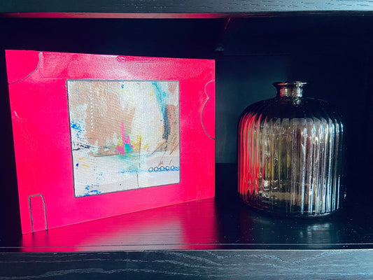 Small Neon Abstract Painting Mounted on Wood - Funky Wolf