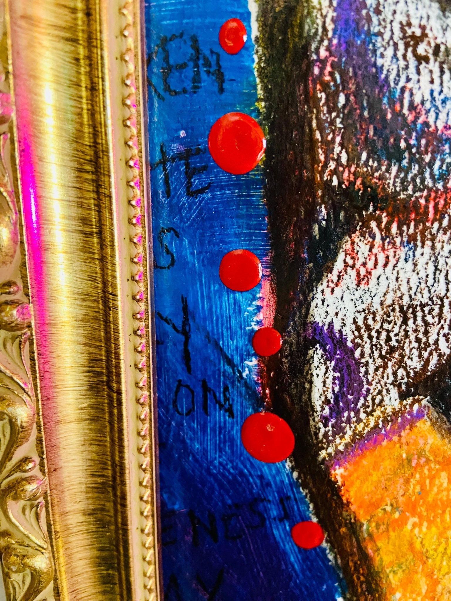 “Vampire” | Framed Mixed Media Abstract Portrait on Paper - Funky Wolf