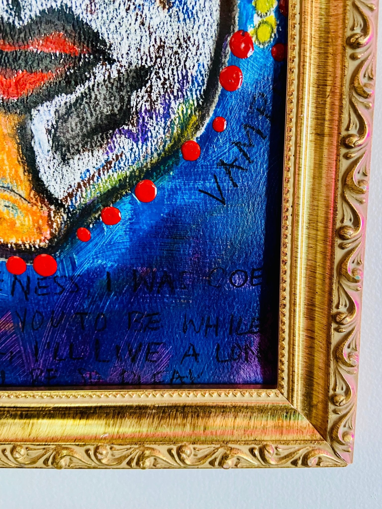 “Vampire” | Framed Mixed Media Abstract Portrait on Paper - Funky Wolf