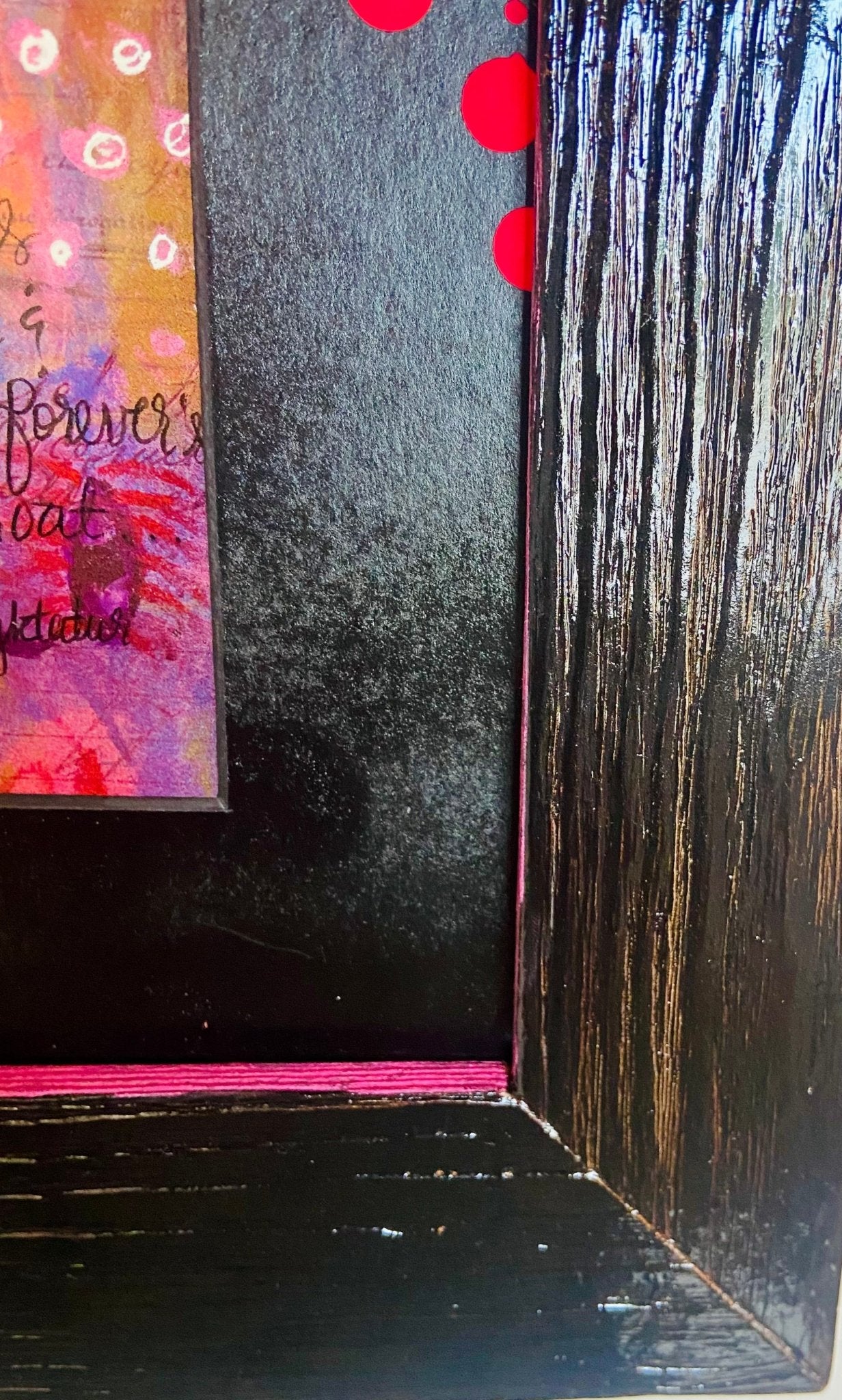 Vibrant Pink and Black Abstract Painting for Lovers - Funky Wolf